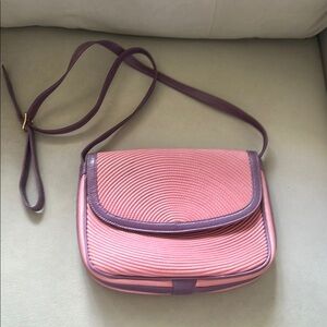 Chic Pink and Purple Crossbody leather bag. Made in Italy